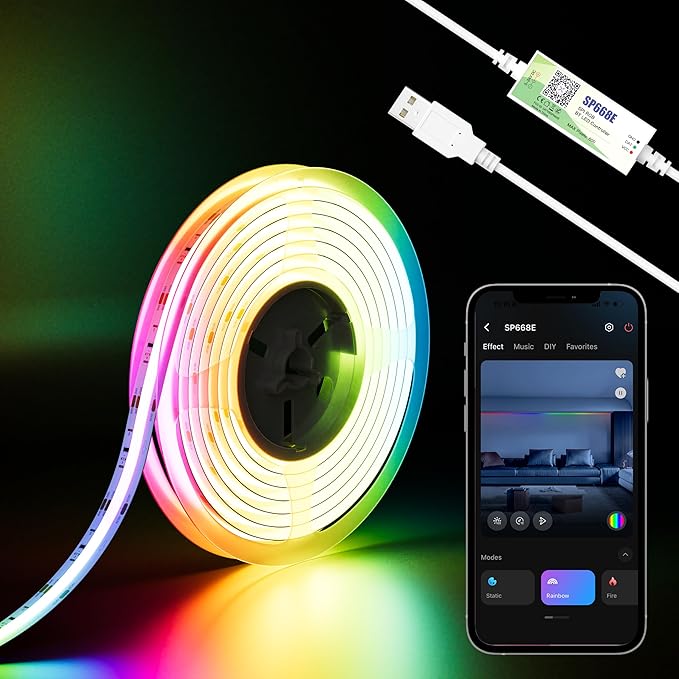 MIWISE 5V USB COB LED Strip Lights, RGB Smart IC LED Strip by MIWISE