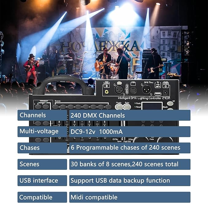 DMX Lighting Console, 240 Channels DMX 512 Controller - Image 2