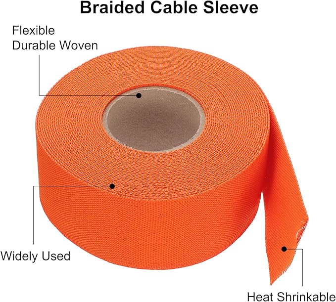 MECCANIXITY Braided Cable Sleeves Heat Shrinkable Fabric Sleeving, 1 9/16" 40ft - Image 4