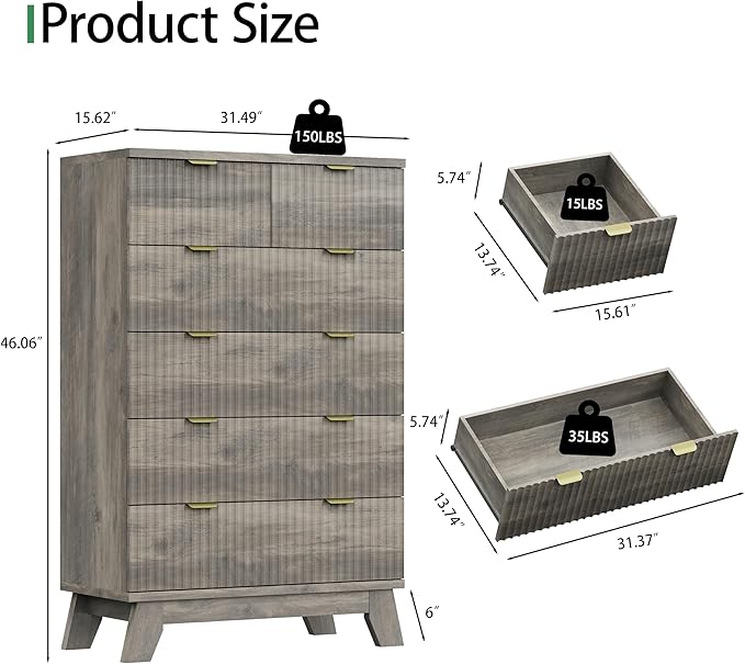 Xixini Fluted Dresser for Bedroom - Image 2