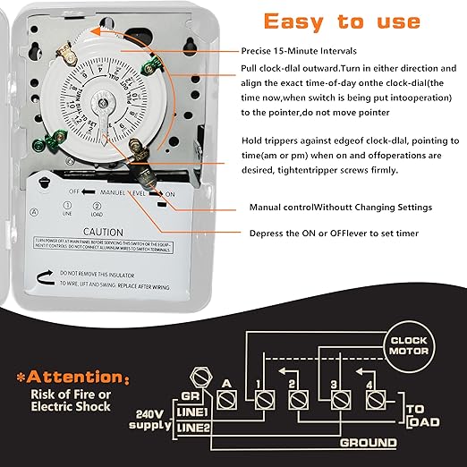 T101 Mechanical Time Switch, 24-Hour 120 V Mechanical Time Switch, Reliable - Image 3