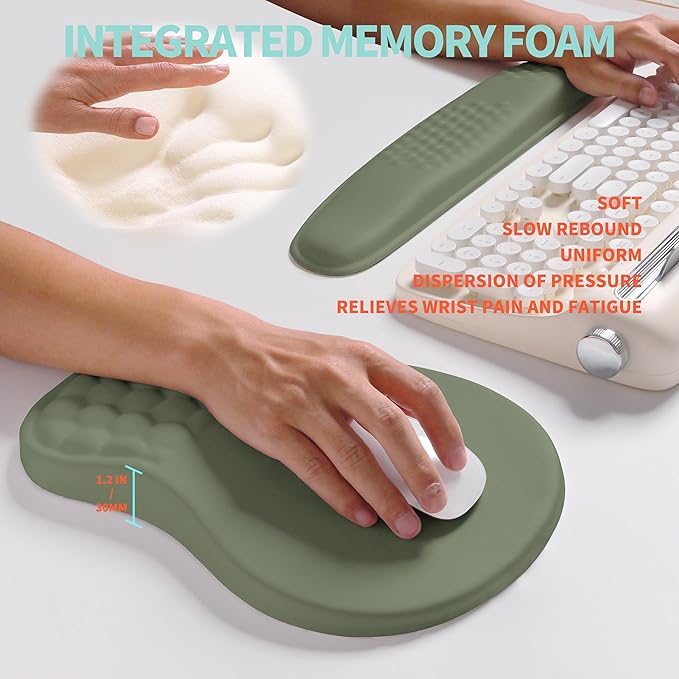 KUOSGM 2-in-1 Ergonomic Set, Wave Rise Keyboard Wrist Rest and Massage Bulge - Image 4
