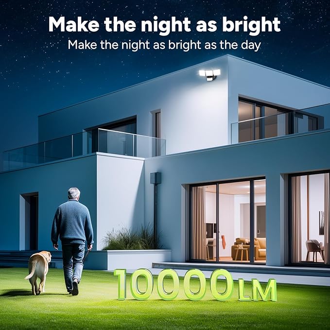 OREiN 10000LM Flood Lights Outdoor, 180°/75FT Motion Sensor Outdoor Lights 4 - Image 2