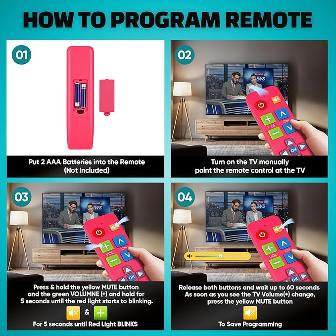 EZclicker Plus Big Button Universal TV Remote Simple Easy to Use, Works - Image 5