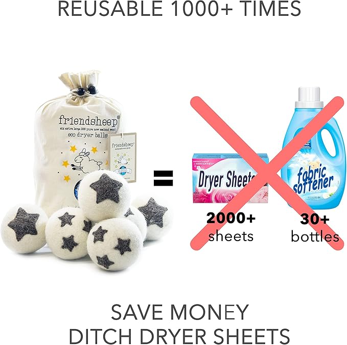 Friendsheep Wool Dryer Balls, Organic Reusable Fabric Softener Alternative - Image 3