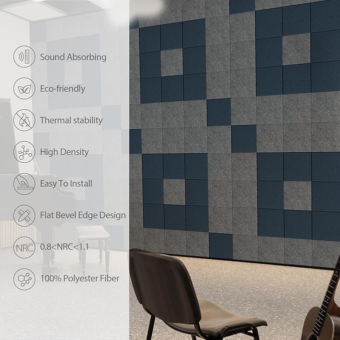 Amantech 12 Pack Acoustic Panels Self Adhesive Sound Proof Foam, High Density - Image 5