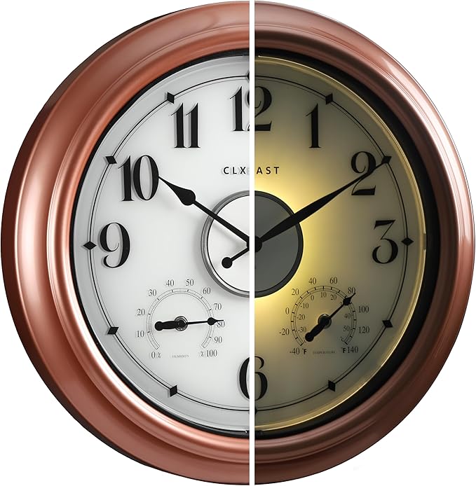 CLXEAST 18 Inch Illuminated Outdoor Indoor Clocks by CLXEAST