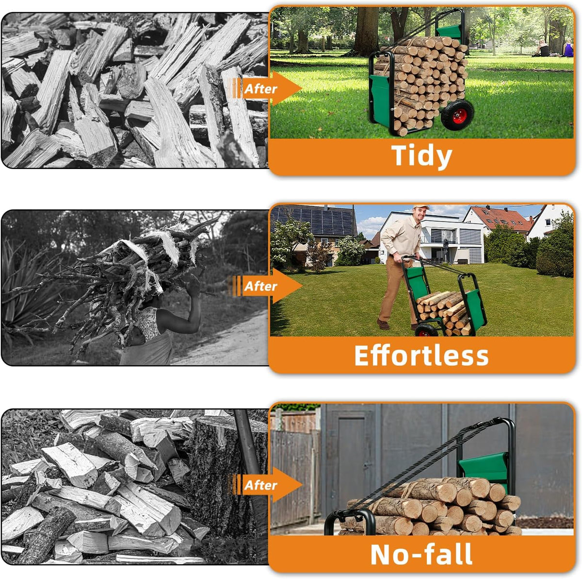 kapler firewood cart with wheels - heavy duty, close-up detail