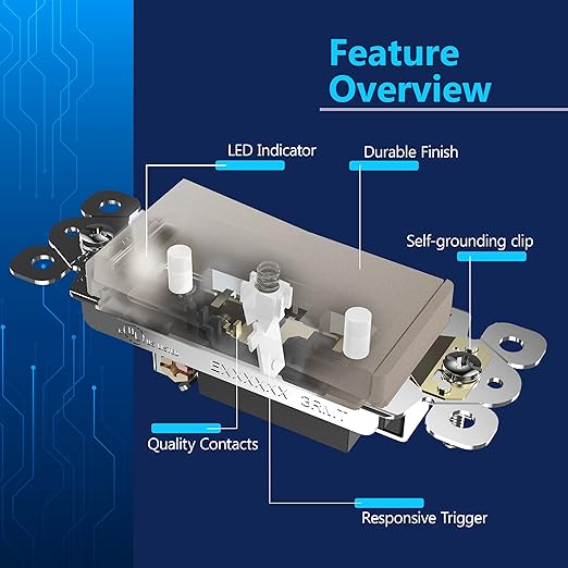 LIDER Minimalist Design Matte Finish Lighted Decorator Switch, Frameless Paddle - Image 3