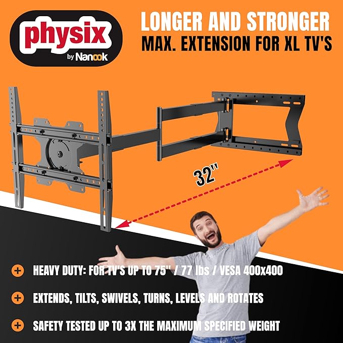 Physix 2080 Long Arm TV Wall Mount - Image 2