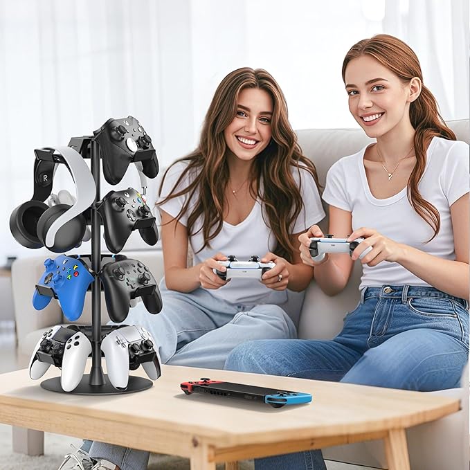 Headset Stand 4 Tiers for Desk, Rotatable Gaming Controller Stand for - Image 6