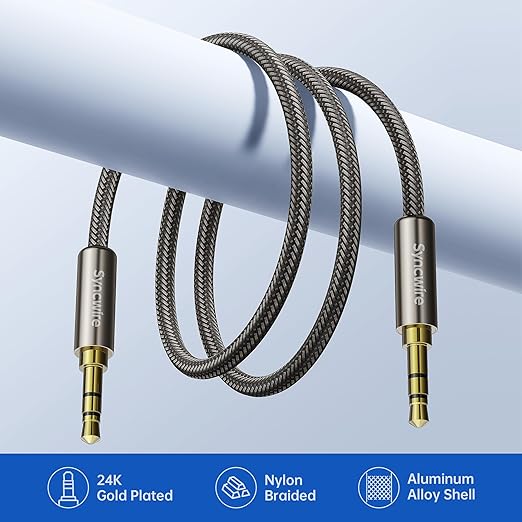 SYNCWIRE 3.5mm Nylon Braided Aux Cable, Audio Auxiliary Input Adapter Male to - Image 4