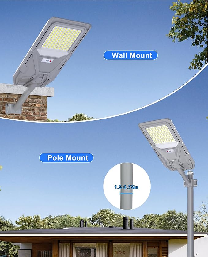 JAYNLT X-8500W Solar Street Lights, 6500K Commercial Parking Lot Light Dusk to - Image 6