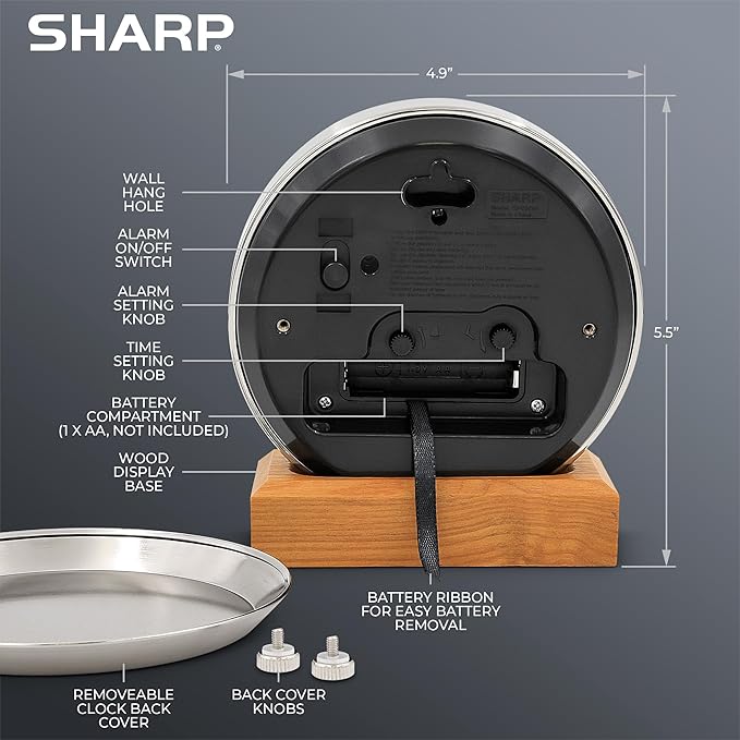 Sharp Silent Sweep Quartz Analog Desk Clock - Image 7