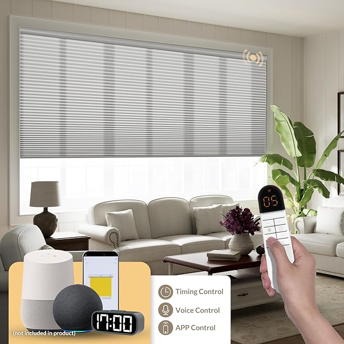 Boolegon No Drill Motorized Cellular Blinds - Image 2