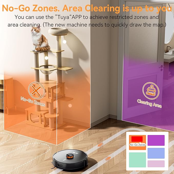 ZCWA D15S MAX Robot Vacuum and Mop Combo, 10000Pa Suction Robot Vacuum - Image 5