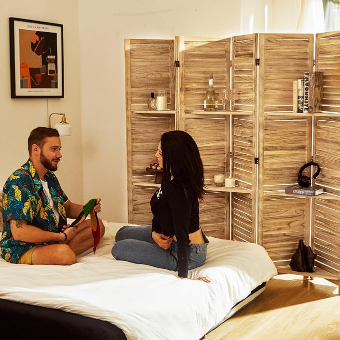 Partition Room Dividers, Folding Wood Privacy Screen - Image 5