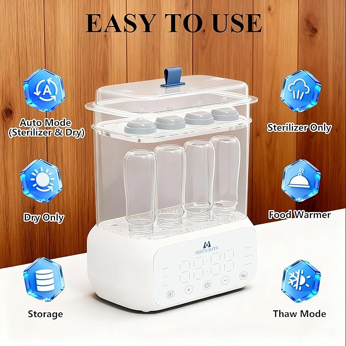 Mammy Bunny 3-in-1 Baby Bottle Sterilizer and Dryer – 6 Smart Modes - Image 3