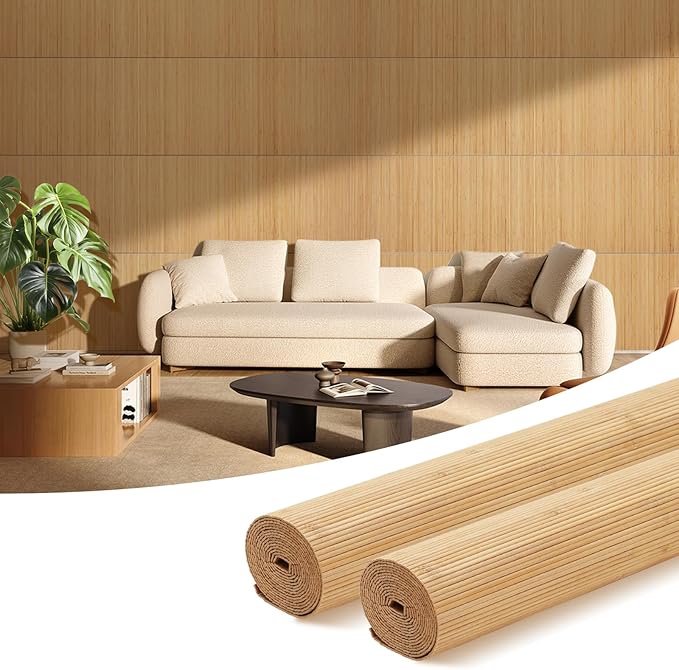 OUZUGIE 2 Pack 96x24 Inch Natural Bamboo Wall Panel – Twinned Carbides Pole by OUZUGIE