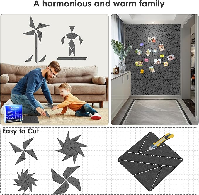 8 Pack Self-Adhesive Soundproof Wall Panels, 1.2lb/ft³ High Density, Thicker - Image 3