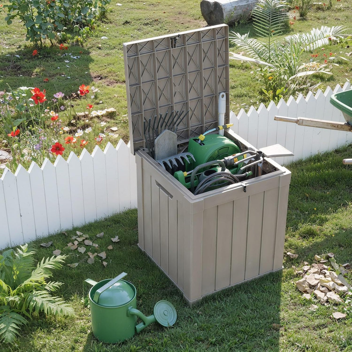 outdoor deck box waterproof resin storage box with, package contents