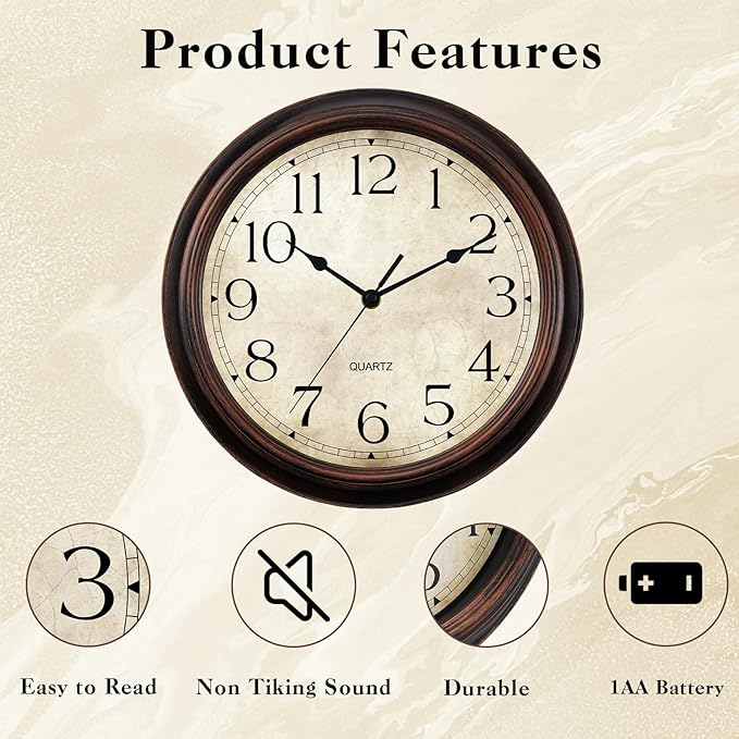 KECYET Wall Clock 10 Inch Battery Operated Silent Non-Ticking Analog Wall - Image 4