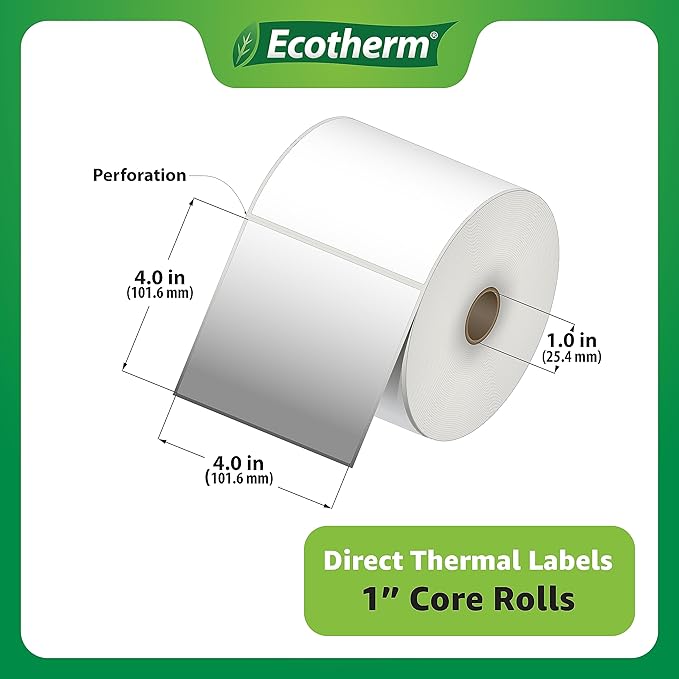4" x 4" Thermal Labels | 6 Rolls | 4200 Labels | fits Zebra, Offnova Thermal - Image 3
