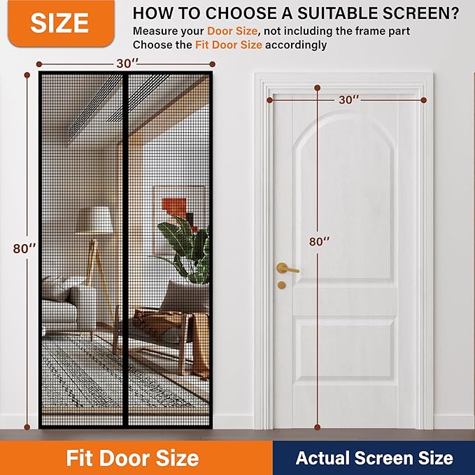 Magnetic Screen Door，Fiberglass Screen Door Mesh，Keep Bugs Out, Heavy-Duty Mesh - Image 6