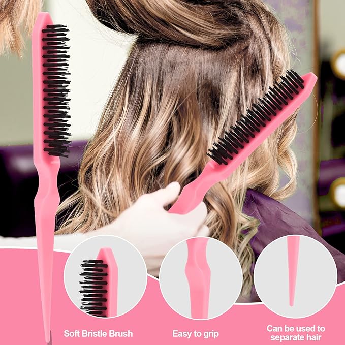 SWEET VIEW 3 Pcs Slick Back Hair Brush, Rat Tail Comb, Edge | Bristle Brush - Image 4