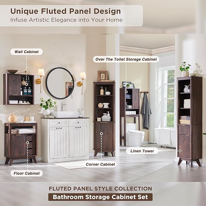 RedLemon Bathroom Wall Cabinet w/Fluted Sliding Door, Modern Medicine Cabinet - Image 3