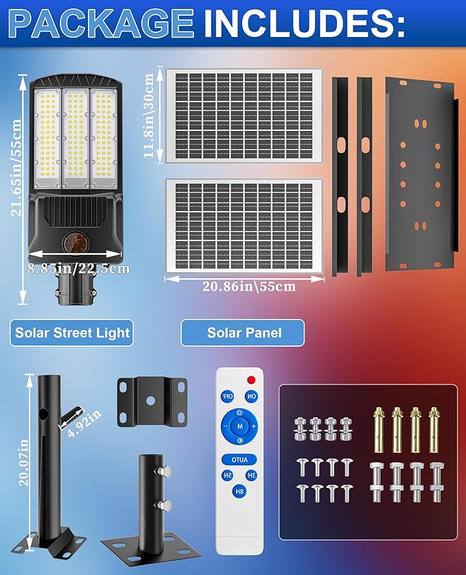 JAYNLT Y-6500W Solar Street Lights Outdoor, 650000LM 6500K High Powered - Image 7