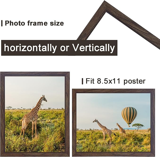 TKYGU 8.5x11 Picture Frame walnut Set of 3, Certificate Frame Poster and Photo - Image 2