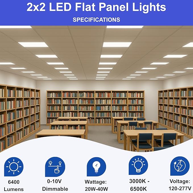 2x2 LED Flat Panel Lights for Drop Ceiling, Troffer Replacement Light Fixture - Image 2