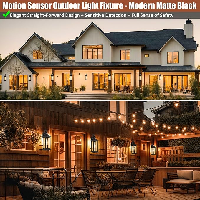 Roravilila 18 Inch Motion Sensor Outdoor Lights 2-Pack, Large Black Dusk to - Image 5