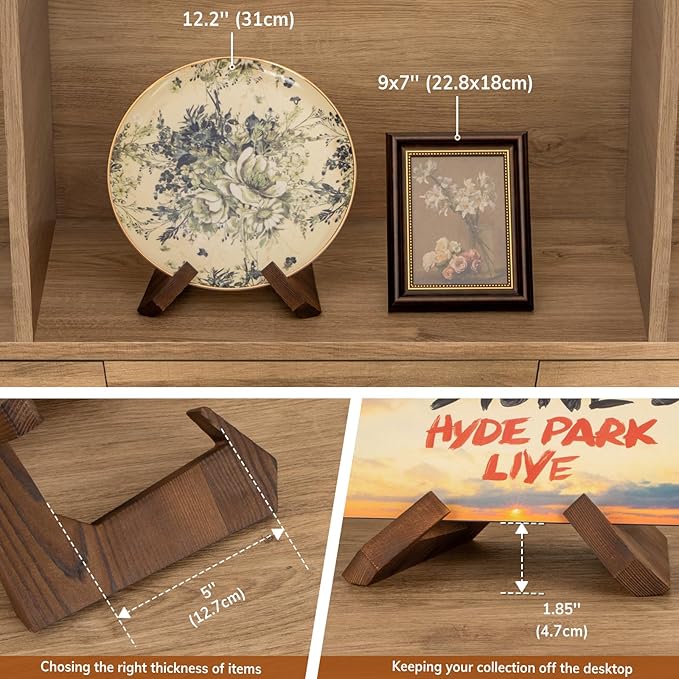 ANBOXIT Bowl Stands for Display, 6.5 Inch Plate Holder, Wooden Easel Frame - Image 3
