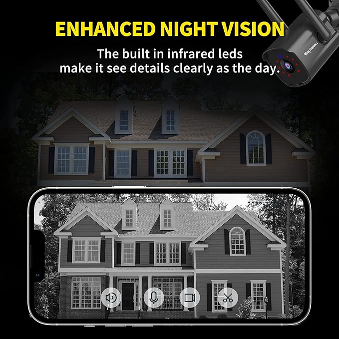 Septekon 2K Outdoor Security Camera 3MP, 2.4G Wired WiFi Camera - Image 3