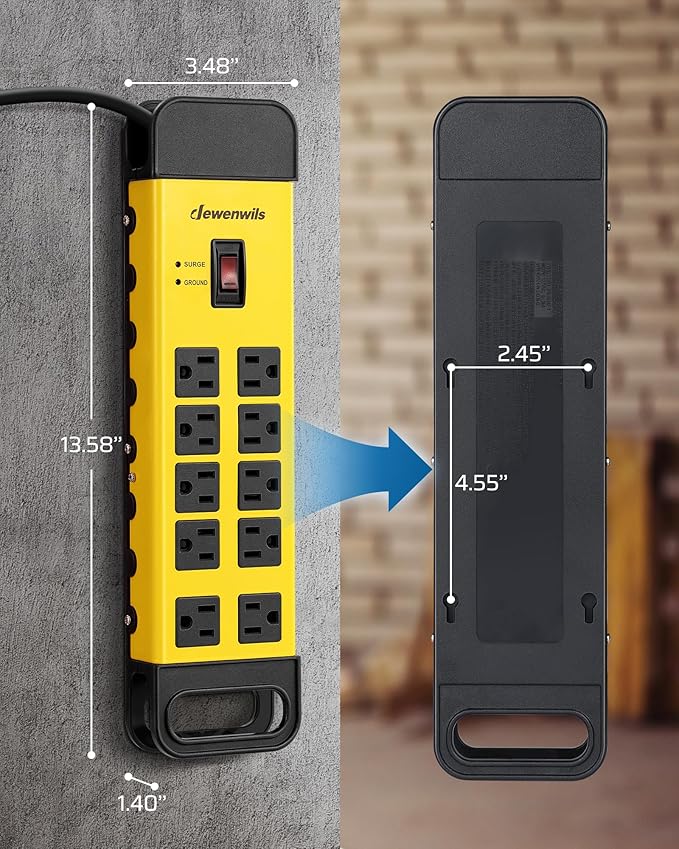 DEWENWILS 10-Outlet Metal Surge Protector Power Strip - Image 7