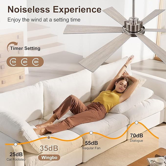 WINGBO 60 Inch Ceiling Fan without Light - Image 6