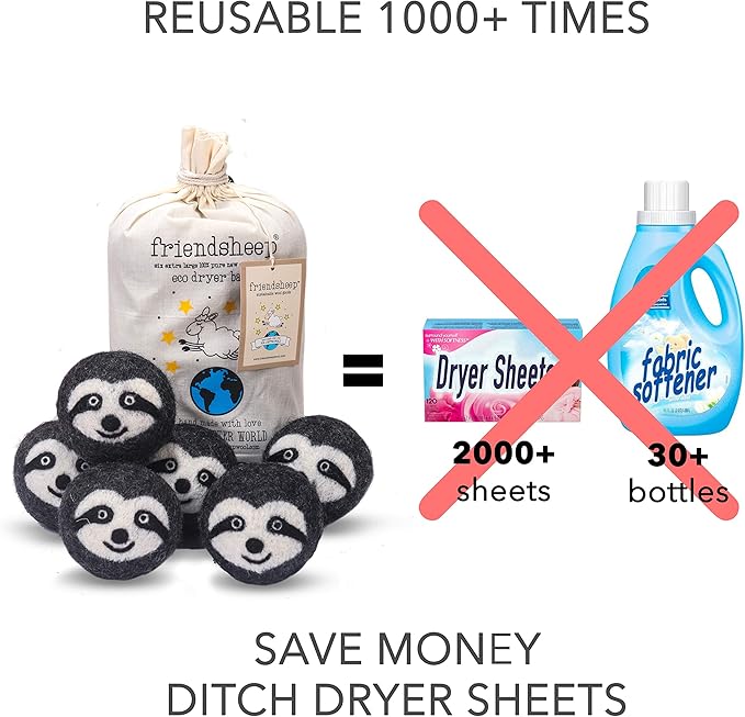 Friendsheep Wool Dryer Balls, Organic Reusable Fabric Softener Alternative - Image 2