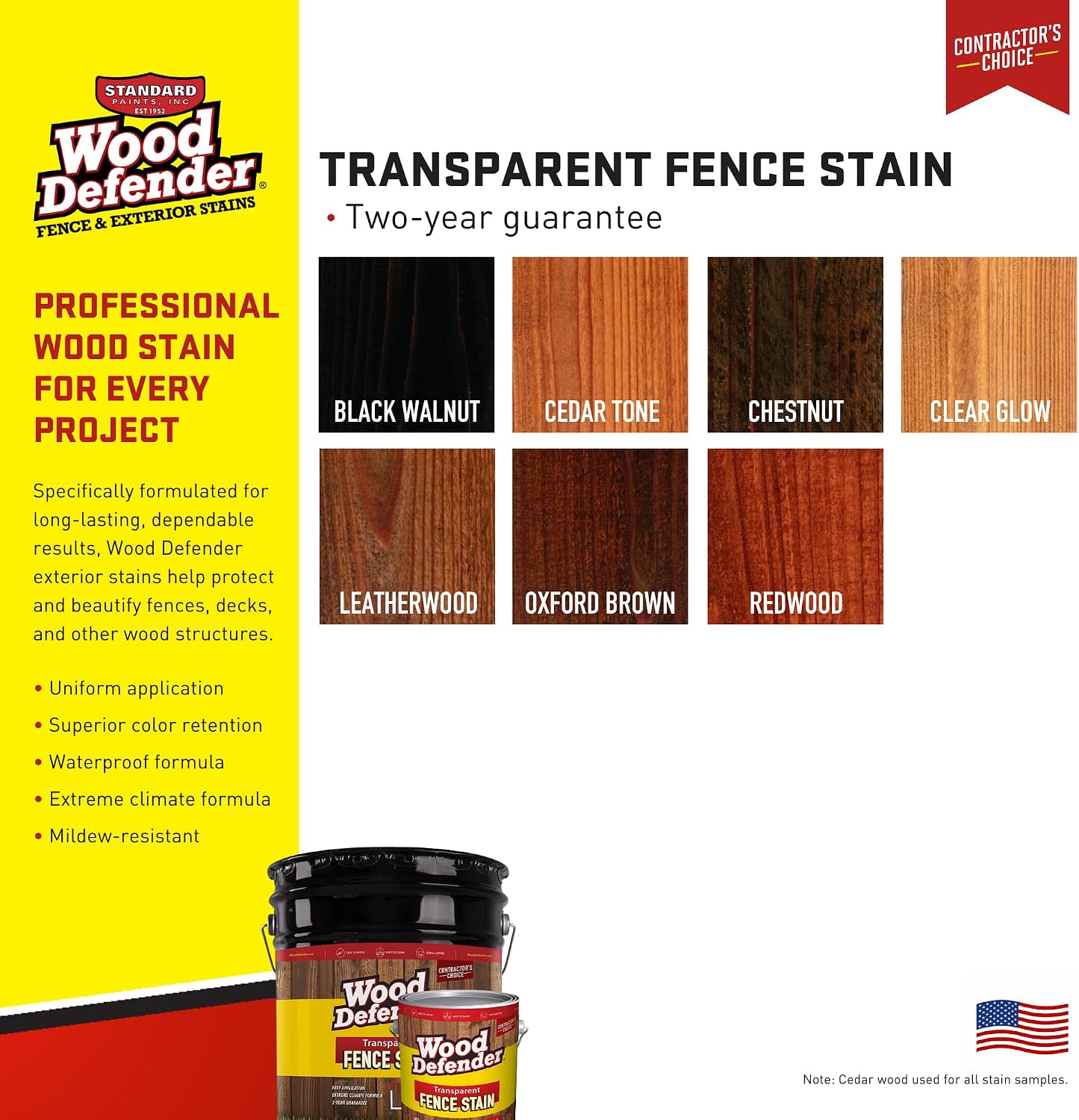 Wood Defender Transparent Fence Wood Stain and Seal in One, Oil-Based Penetrating Sealer, Professional-Grade, Long-Lasting, Weather-Resistant Protector, Oxford Brown, 1-Gallon