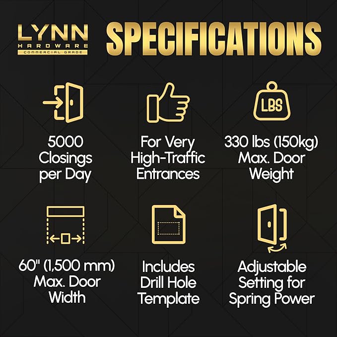 LYNN HARDWARE Extra Heavy Duty Automatic Door Closer - Image 3