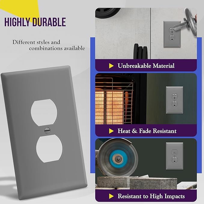 ENERLITES Duplex Receptacle Outlet Wall Plate, Jumbo Electrical Outlet Cover - Image 4