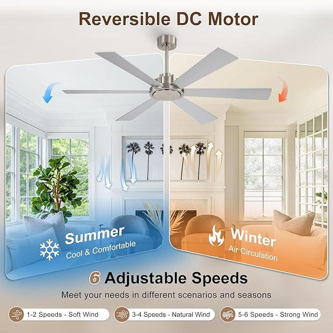 WINGBO 60 Inch Ceiling Fan without Light - Image 3
