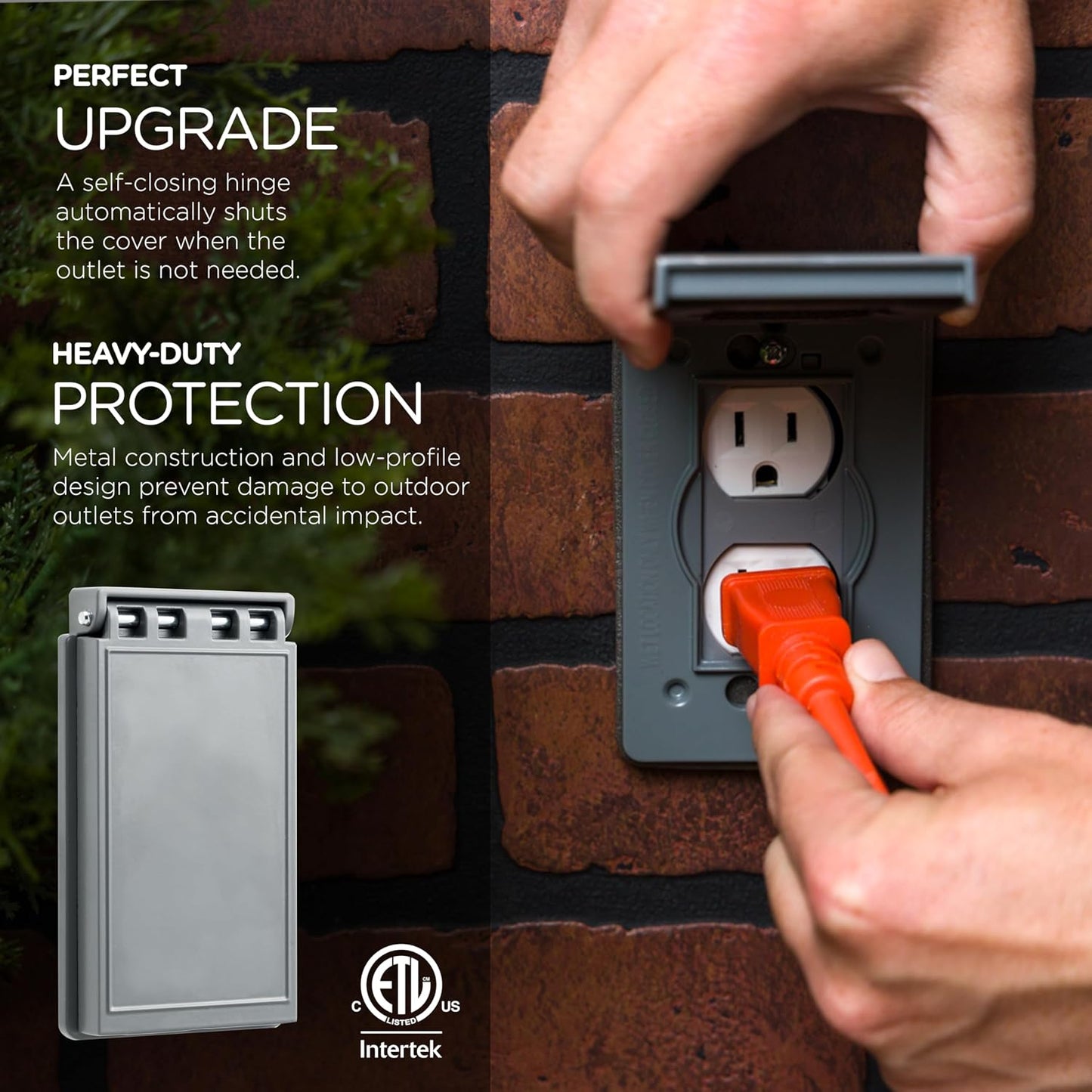 UltraPro Outdoor Weatherproof Electrical Outlet Cover, Single Gang, 2 Pack | Durable Metal Design for Not-In-Use Plugs, Impact & UV Resistant, Includes Gasket & Mounting Hardware