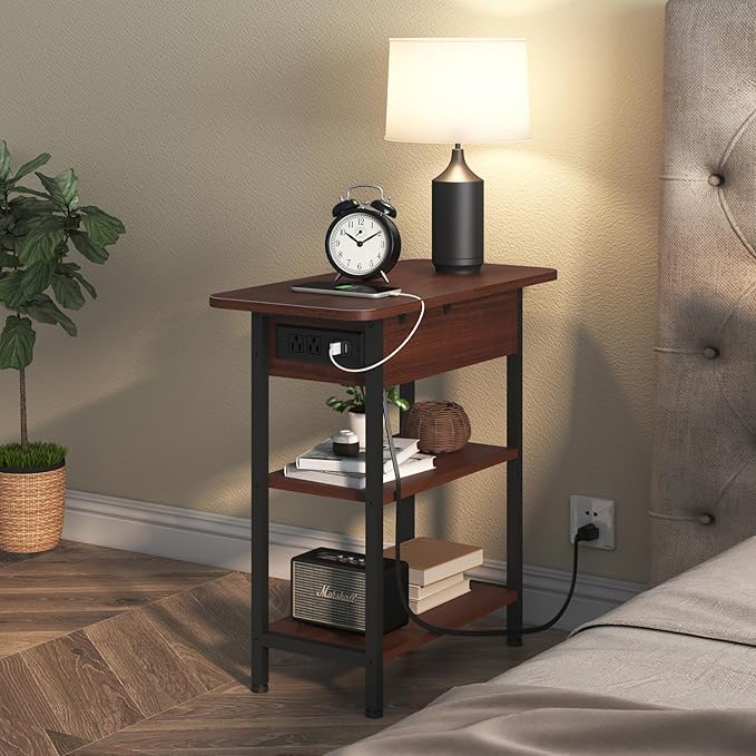 LIDYUK End Table with Charging Station, Flip Top Side Table with USB Ports and - Image 6