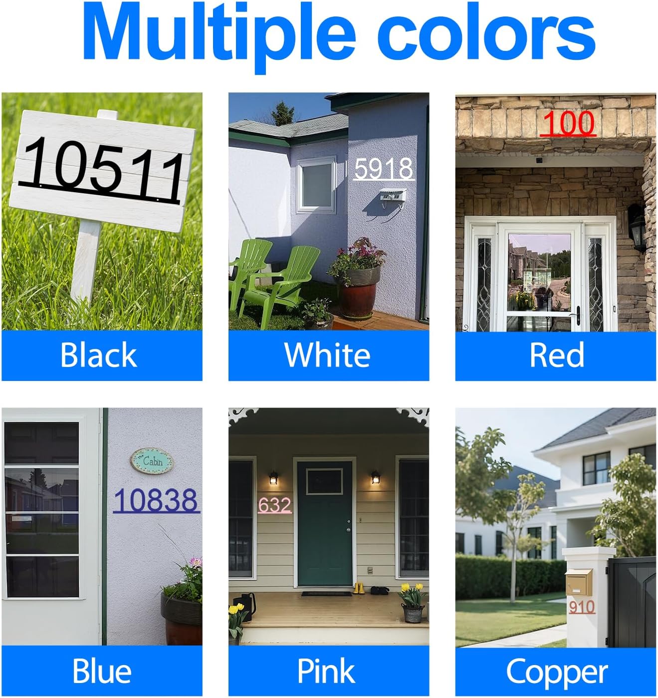 Custom Metal House Numbers Sign for Outside, Personalized Address Number Plaque, 5/8/10 Inch Metal House Numbers, Waterproof Rustproof Address Sign for Front Door, Mailbox, Porch, Exterior Wall