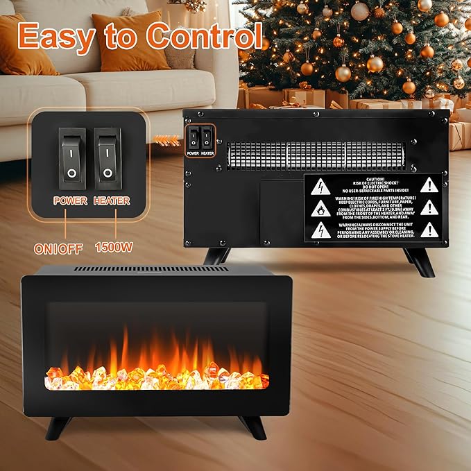 16" Small Electric Fireplace Heater - Image 4