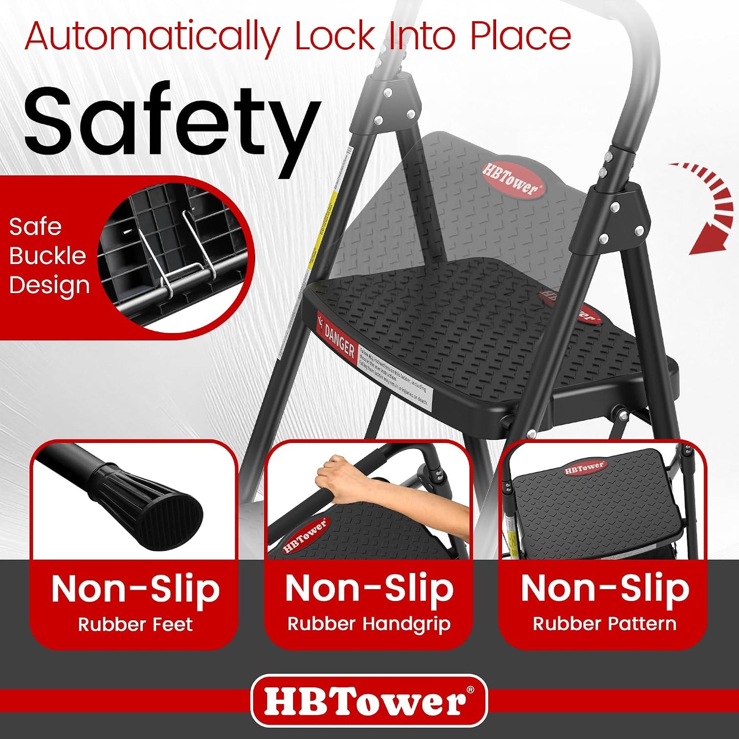 HBTower 4 Step Ladder, Step Stool Foldable with Wide Anti-Slip Pedal | Sturdy Steel Ladders for Home Adults Kitchen