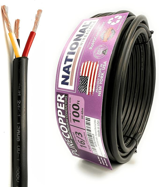 NATIONAL Wire & Cable – 16 AWG 3-Conductor Premium Copper Wire, 100 ft by NATIONALWireCable