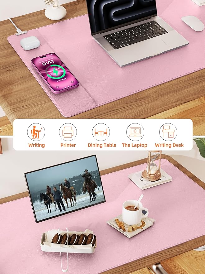 TopMade Mouse Pad with 15W Wireless Charging, XXL Large Leather Desk Mat - Image 6
